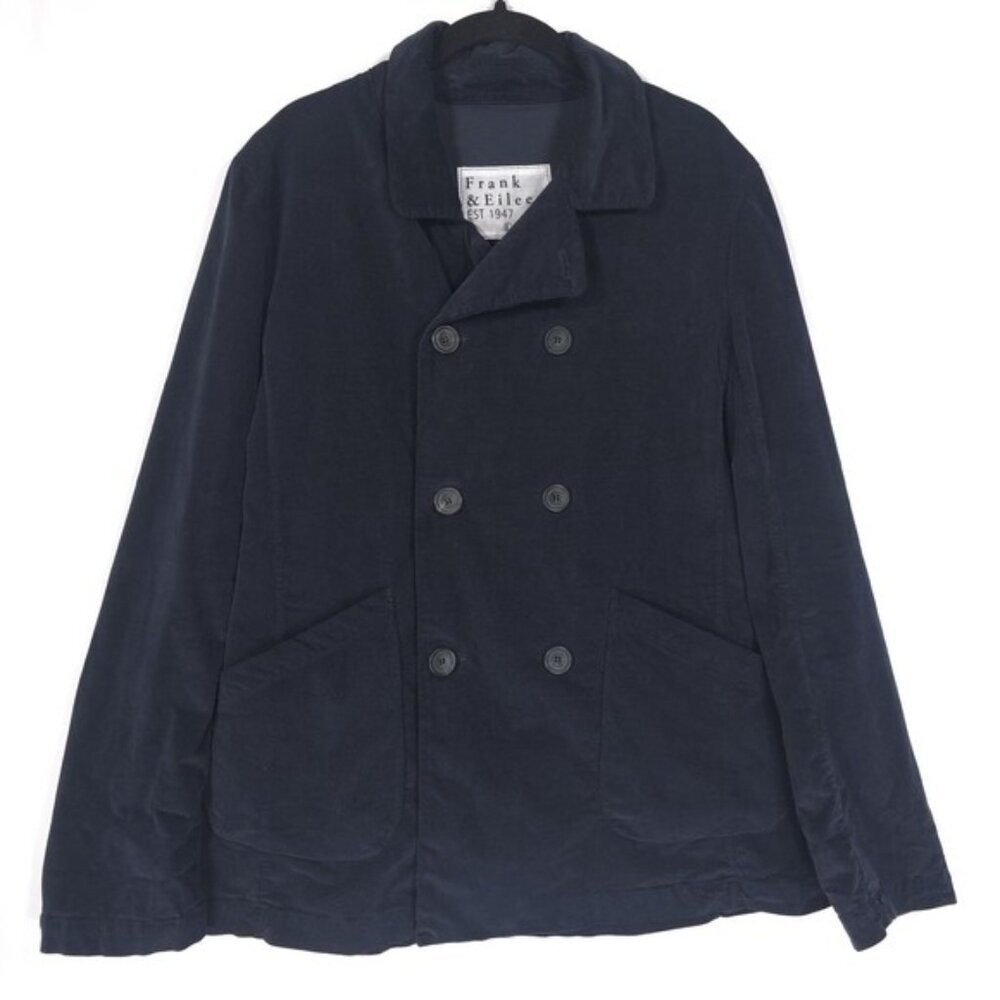 Frank & Eileen Women Belfast Performance Corduroy Peacoat Jacket LARGE Navy Blue